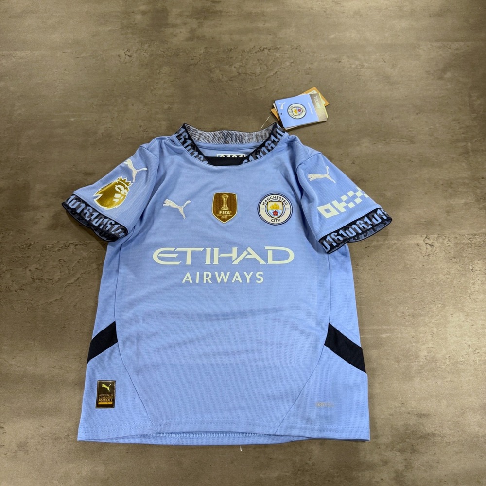 Manchester City Puma Haaland Jersey Kids S Blue Premier League Soccer 9 NEW